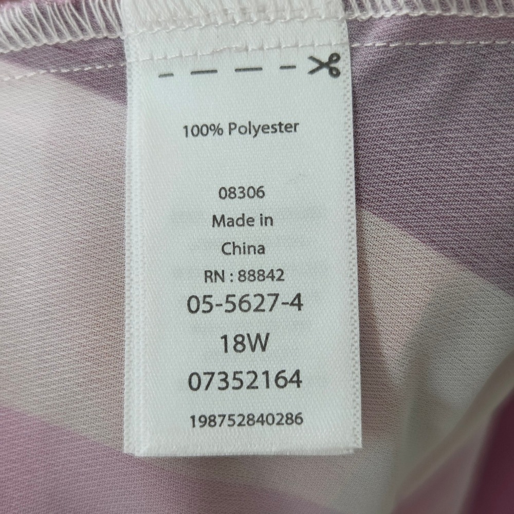 ELOQUII Twist Bodice Stripe Midi Dress Women 18 Pink Red Long Sleeve V-Neck New - Picture 8 of 13